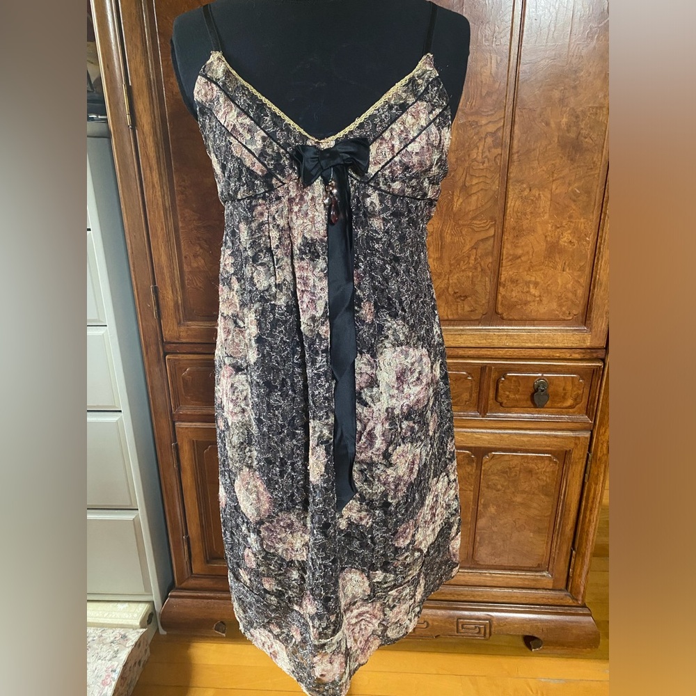 Cynthia Steffe Black Dress with delicate lace print.